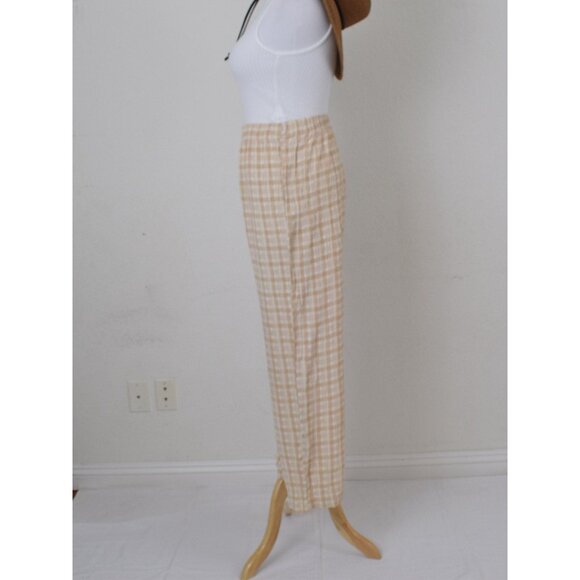 Vintage 80s Plaid Beige and Cream Lounge Pants | 27-34‎ waist - Picture 2 of 10
